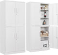 Metal Storage Cabinet with 3 Adjustable Shelves, Tall Steel Pantry Cabinets 4 by SISESOL