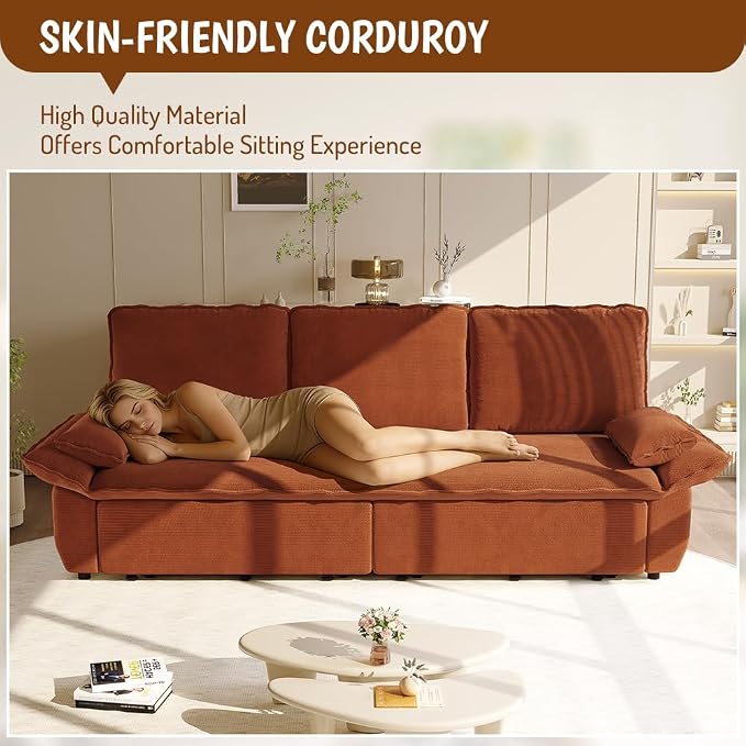 KEIKI 94.5" King Size 3-in-1 Convertible Sofa Bed, Pull-Out Sleeper Couch - Image 6