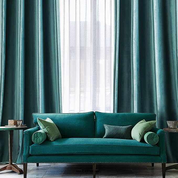 MIULEE 2 Panels Blackout Velvet Curtains Solid Soft Grommet Teal Curtain - Image 6