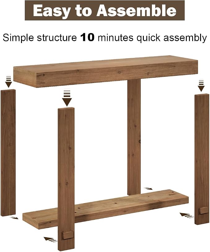 WINWYY Solid Wood Console Table, 42.5" Farmhouse Entryway Tables Thickened - Image 2