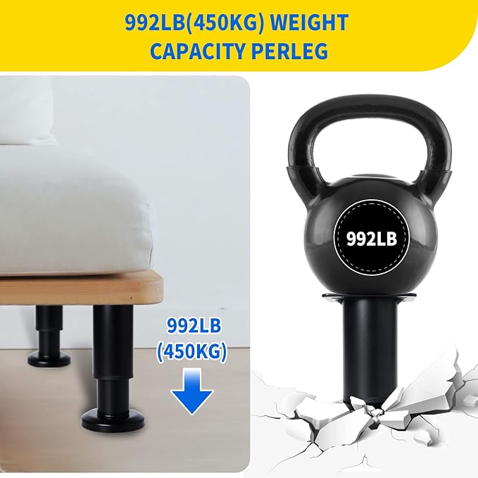 4PCS Adjustable Furniture Couch Cabinet Legs 4.72-7.48 Inch, Heavy Duty - Image 5
