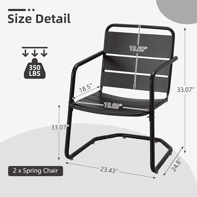 MELLCOM Patio Chairs Set of 2, Small Patio Furniture Set - Image 2