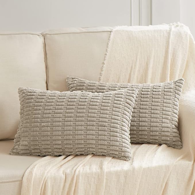 Fancy Homi 4 Packs Taupe Decorative Throw Pillow Covers 12x20 Inch - Image 6