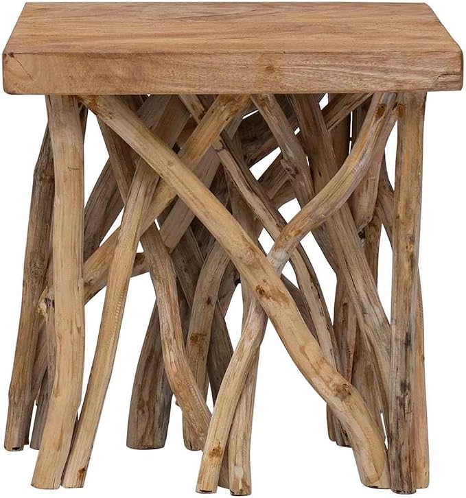 Coffee Table Brown Mixed Recycled Wood Small Rustic Living Room Table Durable by Unknown