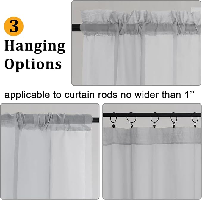 Gwine Light Grey Sheer Curtains 63 Inch Length - Image 4