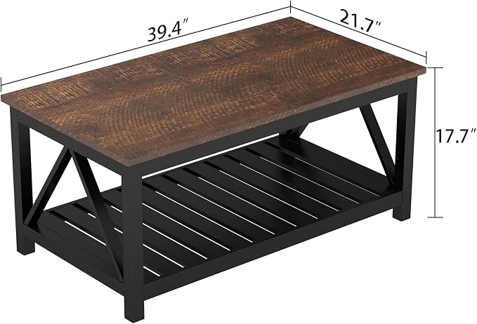 ChooChoo Black Coffee Table, Rustic Vintage Table - Image 2