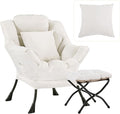Lazy Chair with Ottoman, Large Accent Chair with Ottoman and a Throw Pillow by HomeEastllyHome