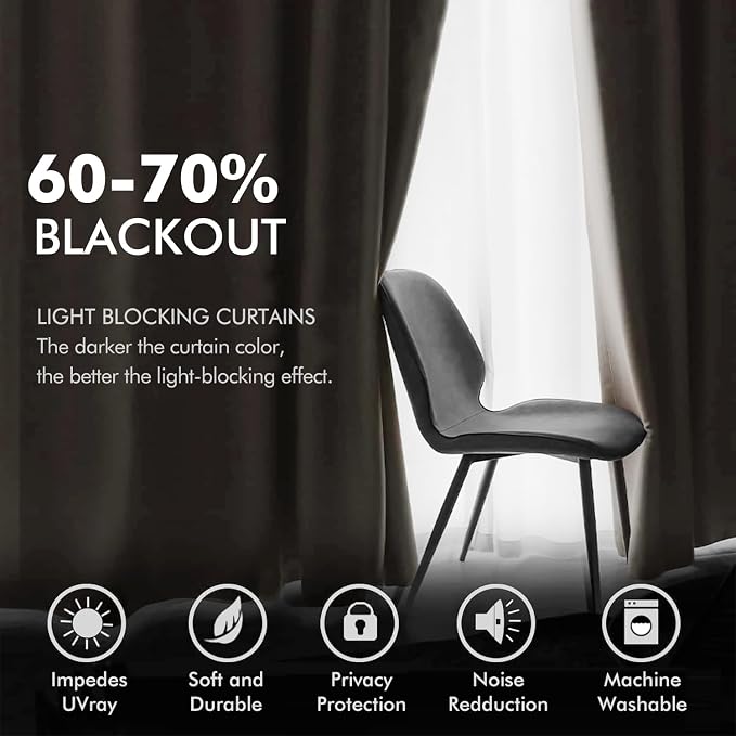 MIULEE Elegant Velvet Curtains Beige Grommet Curtains Thermal Insulated - Image 4