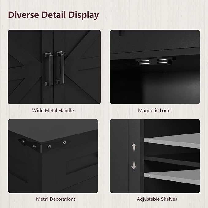 usikey Buffet Cabinet, 61” Large Sideboard Buffet Storage Cabinet - Image 7