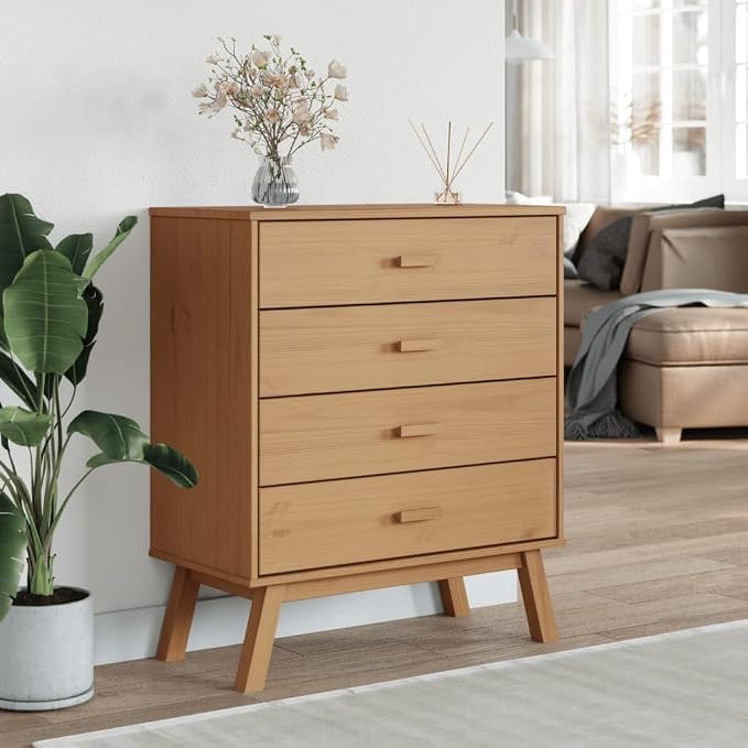 Scandinavian Style Solid Pine Wood Drawer Cabinet - Image 3