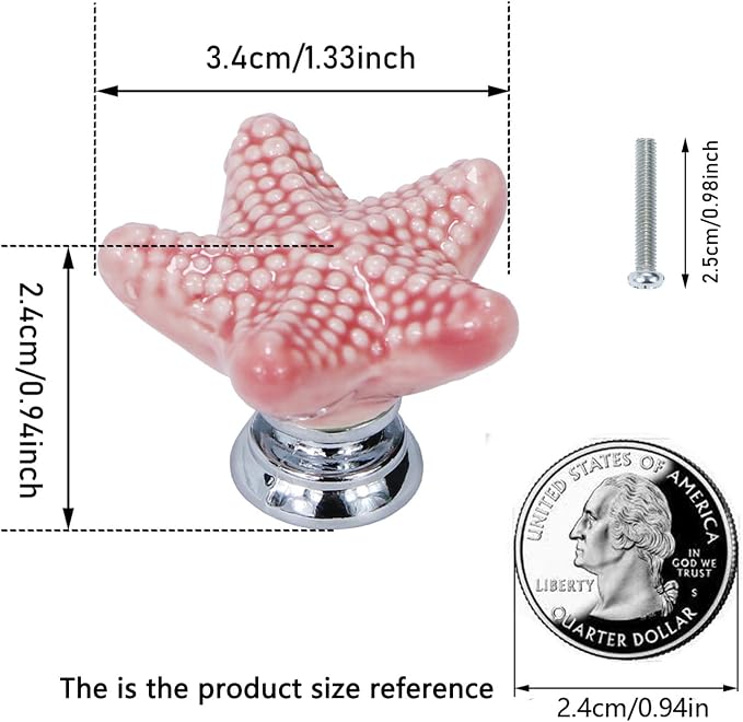 Starfish Drawer Knobs Coastal Kitchen Cabinet Knos Beach Themeb Knob Ceramic - Image 2