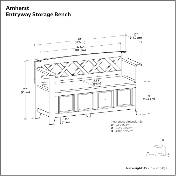 SIMPLIHOME Amherst Entryway Storage Bench - Image 3