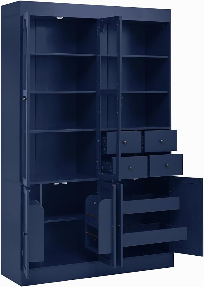 VilroCaz 75'' Tall Freestanding Kitchen Pantry Cabinet, Wood Large Cupboard - Image 8