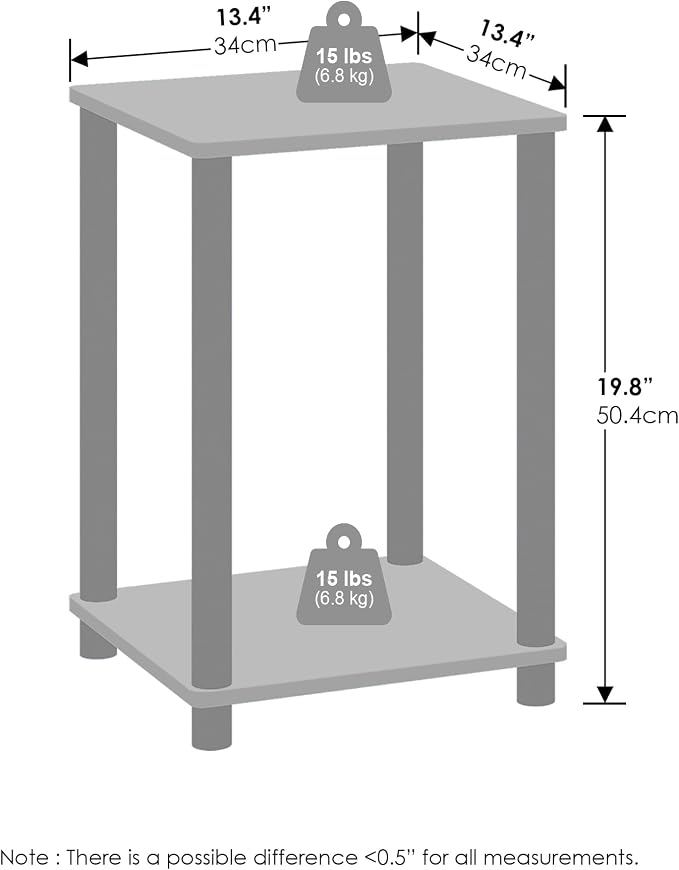 Furinno Turn-N-Tube Night Stand, 2-Tier Open Shelf Design Nightstand, Toolless - Image 2