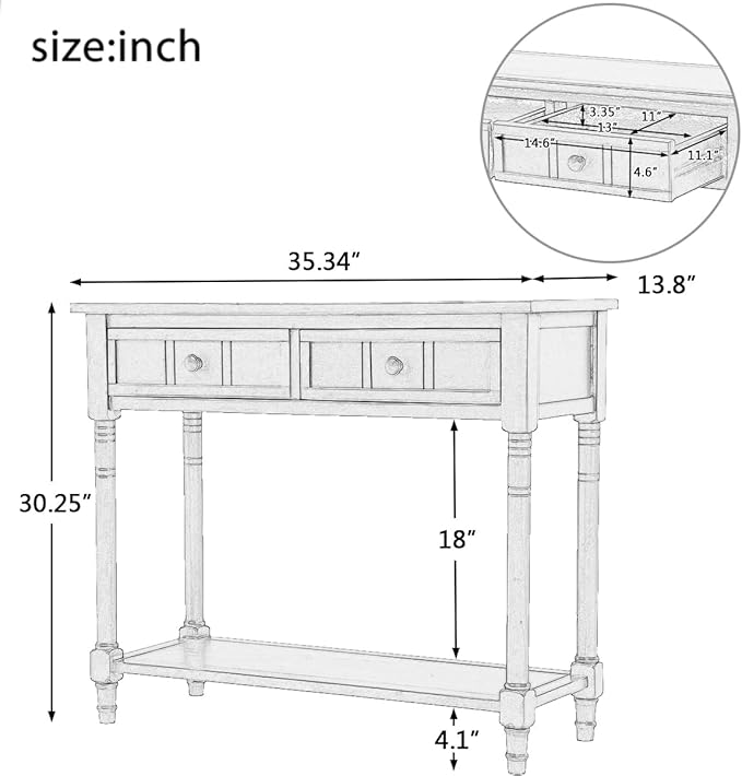 Harper & Bright Designs TREXM Daisy Series Console Table Traditional Design - Image 2