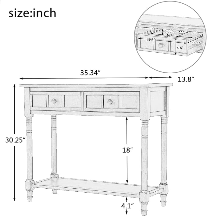 Harper & Bright Designs TREXM Daisy Series Console Table Traditional Design - Image 2