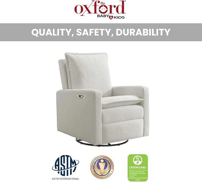 Oxford Baby Uptown Upholstered Glider Recliner Rocking Chair 360° Swivel - Image 5