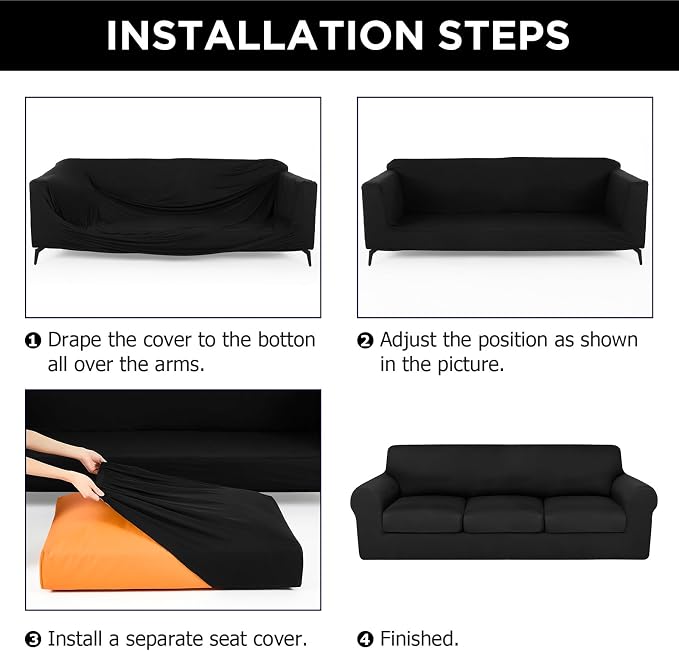 HunnmingRe Sofa Covers for 3 Cushion Couch Stretch Sofa and Loveseat Covers Set - Image 4