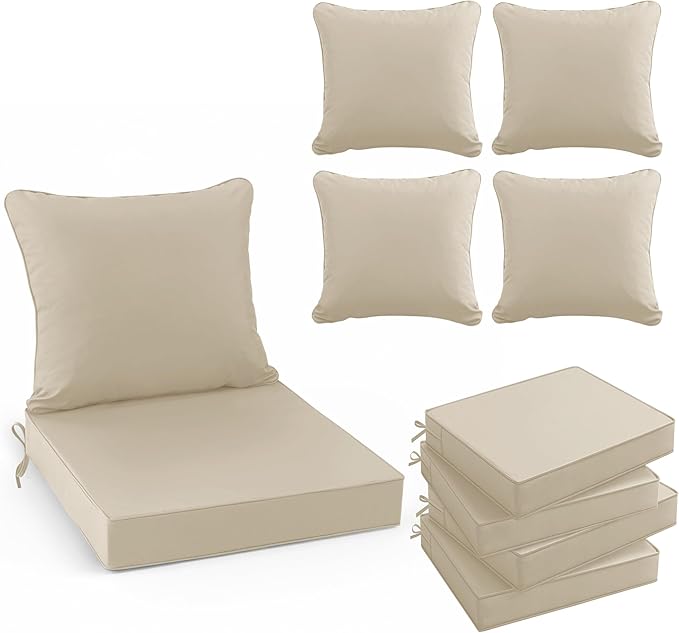 Summsun Outdoor Chair Cushion Weather Resistant, Backrest and Seat Cushion Set by SUMMSUN