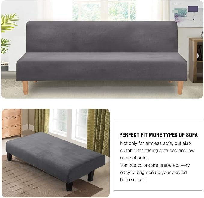 H.VERSAILTEX Real Velvet Futon Cover Armless Sofa Covers Sofa Bed Covers - Image 5