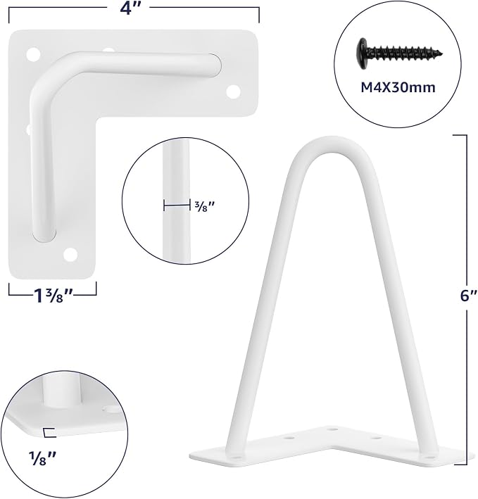 SMARTSTANDARD 6 Inch Heavy Duty Hairpin Furniture Legs, Metal Home DIY Projects - Image 2