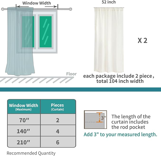 BGment White Linen Curtains 96 Inches Long - Image 9