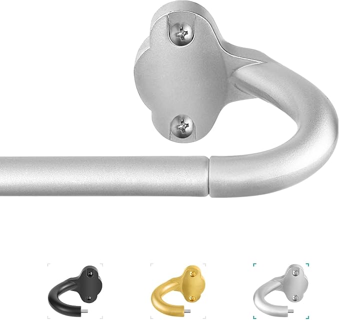 TVWOO Silver Wrap Around Curtain Rods:5/8In Blackout Adjustable Window Curtain by TVWOO