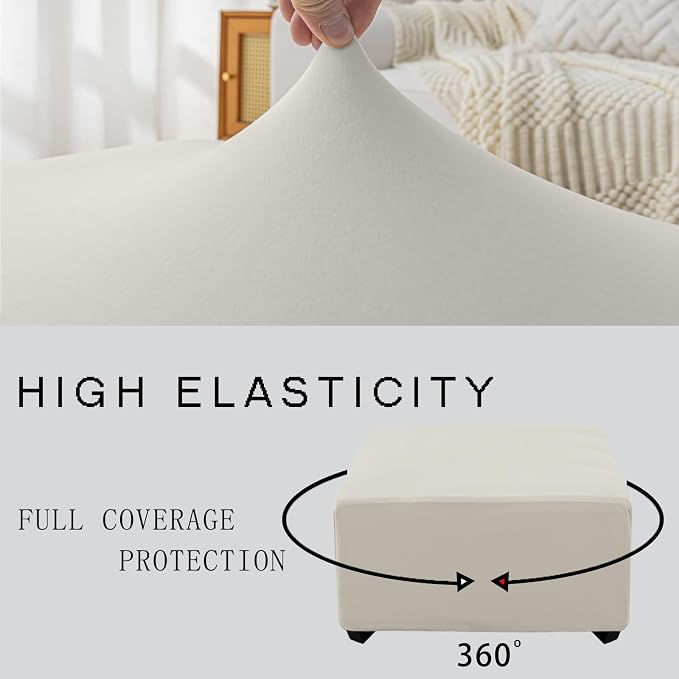Super Stretch 40x40x15 inch Square Ottoman Cover- Soft Form Fit Ottoman Cover - Image 5