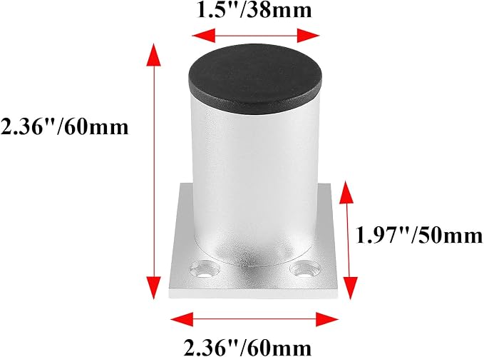 Set of 4 Furniture Legs 2.36 Inch, Adjustable Aluminum Alloy Cabinet Legs - Image 3