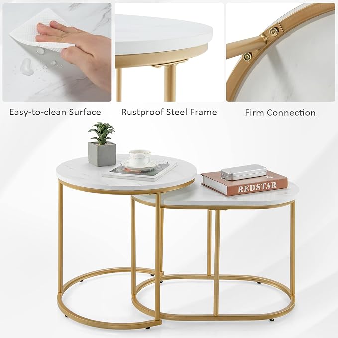 Giantex Modern Nesting Coffee Table Set of 2, Coffee Table & End Table Sets - Image 6