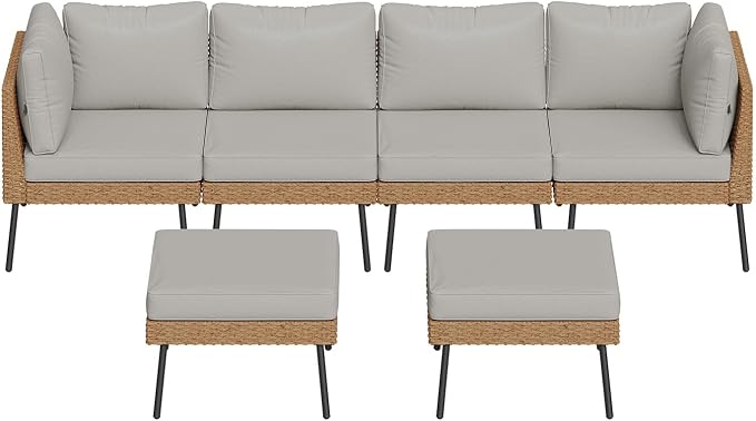 Aoxun 6 Piece Patio Furniture Set, 6 Seats Outdoor Sectional Sofas - Image 9