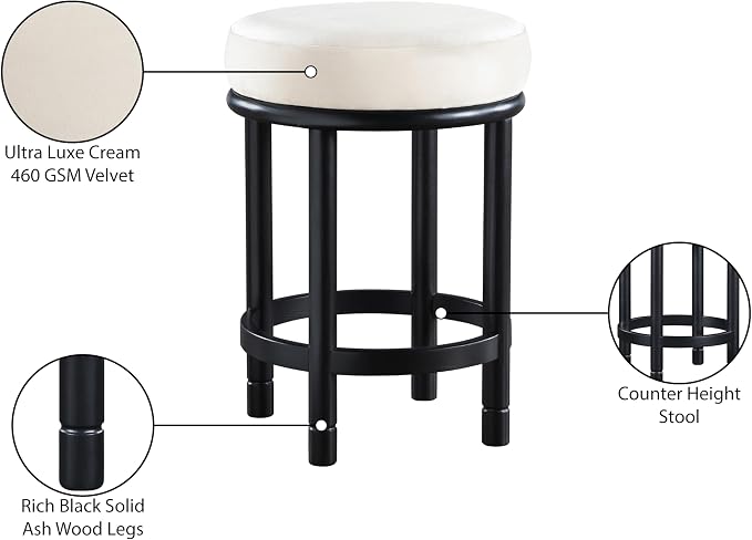 Meridian Furniture 977Cream-C Monette Collection Art Deco Counter Stool - Image 7