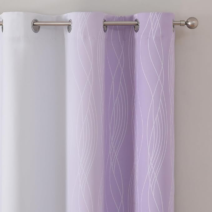 Estelar Textiler Lilac and Greyish White Room Darkening Blackout Curtains 84 - Image 4