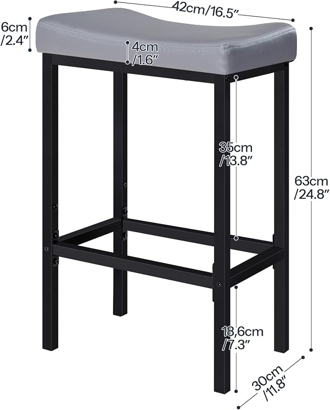 HOOBRO Bar Stools Set of 2, 24.8 Inches Bar Chairs, Counter Height Stools - Image 3