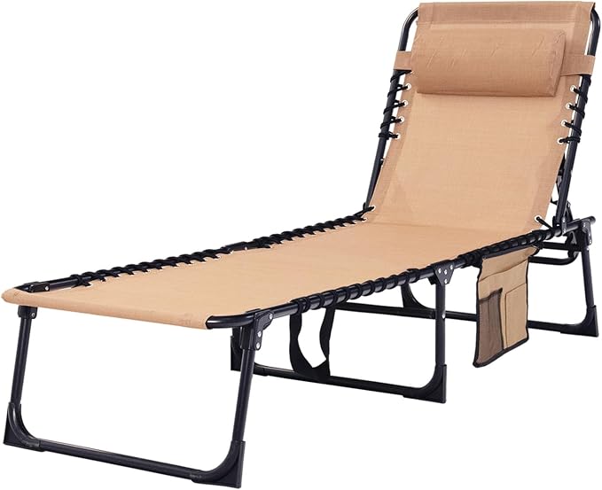 Folding Chaise Lounge Chair Bed by Unknown