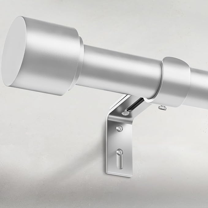 GEEBOBO Silver Curtain Rods for Windows 120 to 170 Inch, 1 Inch Extra Long by GEEBOBO