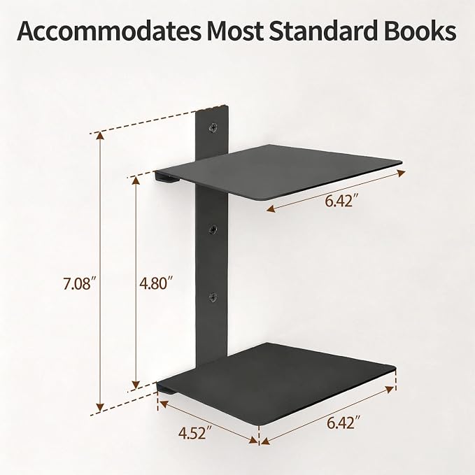 Invisible Floating Bookshelves 6 Tier, Heavy Duty Metal Book Organizer - Image 3