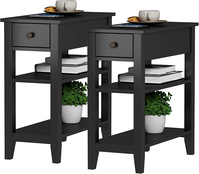 ChooChoo Side Table Living Room Set of 2, Narrow End Table by ChooChoo