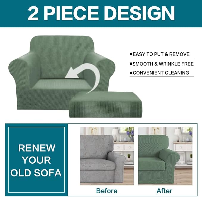 Turquoize 2 Piece Chair Covers Chair Slipcovers - Image 4