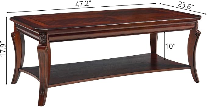 Rectangle Coffee Table for Living Room, Solid Wood Coffee Table - Image 2