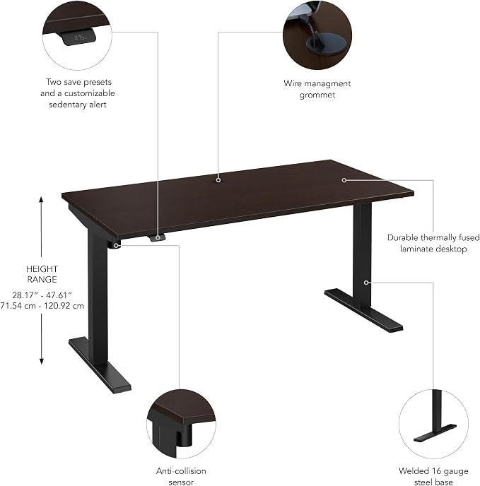 Bush Business Furniture 60-inch Electric Height Adjustable Standing Desk - Image 7