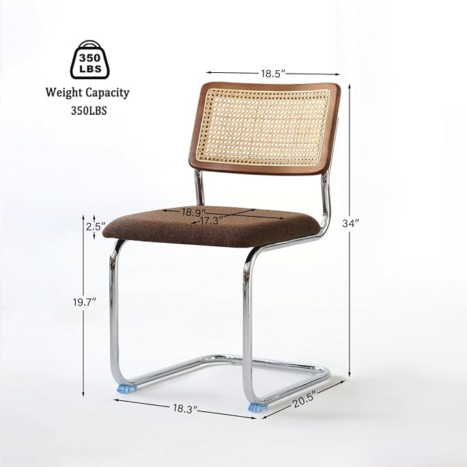 GrandNoor Rattan Dining Chairs Set, Wooden Mid Century Modern Dining Room Chairs - Image 2