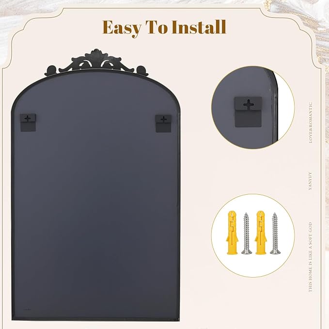 VooBang 26x38 inch Vintage Arched Bathroom Mirror - Image 7