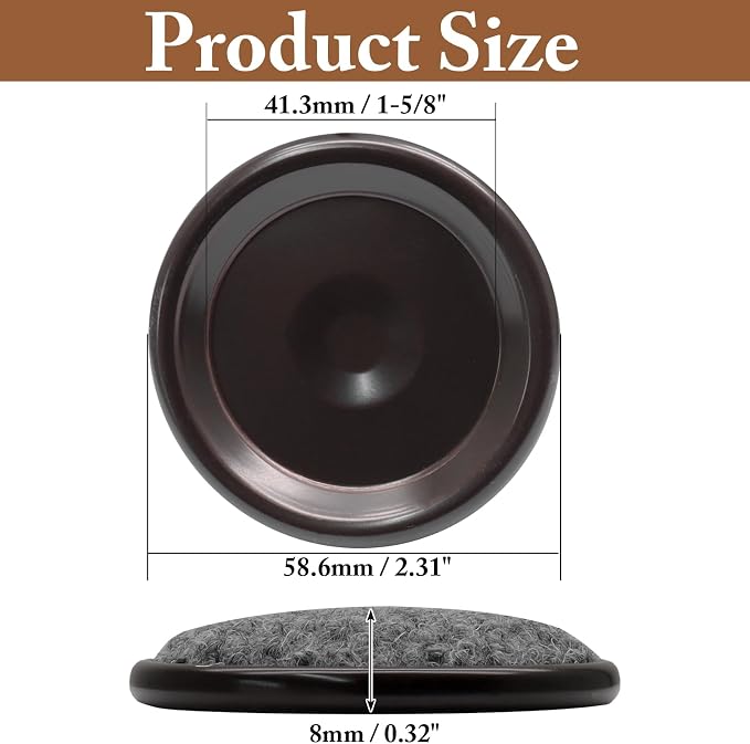 12Pcs Round Metal Felt Furniture Caster Cups, 1-5/8Inch Carpet-Bottom Furniture - Image 5