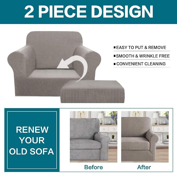 Turquoize 2 Piece Chair Covers Chair Slipcovers - Image 4