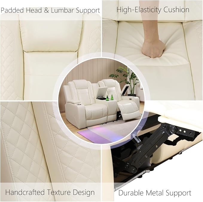 Power Recliner Sofa Set, Leather Reclining Couch & Chair Set, Living Room - Image 7