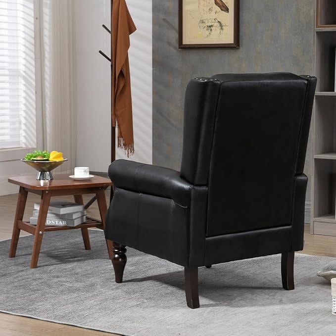 Mid-Century Wingback Chair, PU Leather Accent Chair Armchair - Image 8