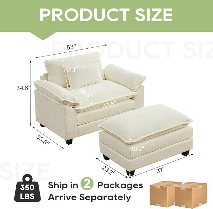 Oprisen 53" Modular Sectional Sofa, Comfy Cloud Couch Sectional Sofa - Image 2