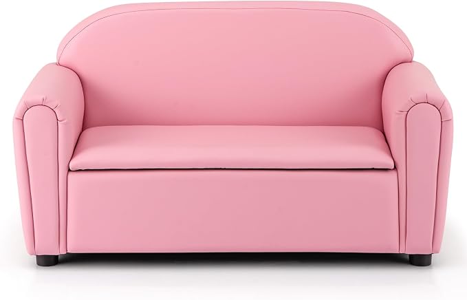 Costzon Kids Couch, 2 in 1 Double Seat Children's Sofa w/Under Seat Storage by Costzon
