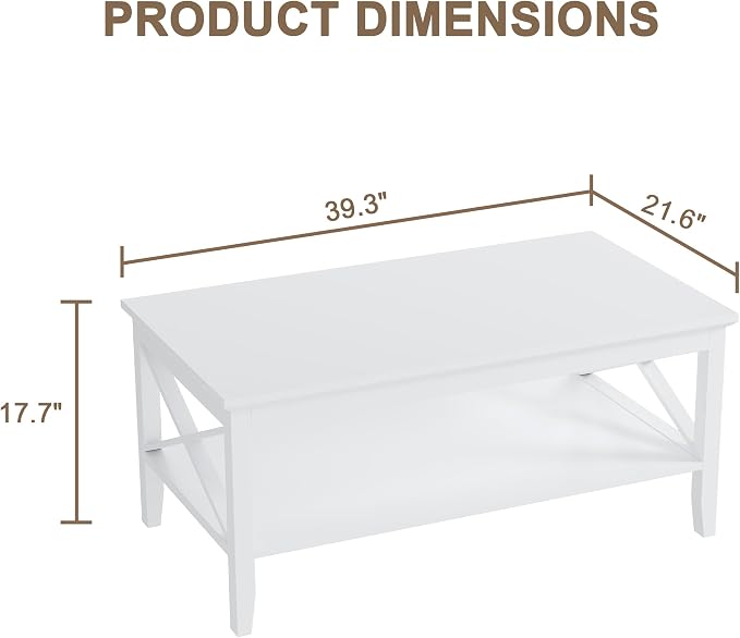 ChooChoo White Coffee Table Classic X Design - Image 2